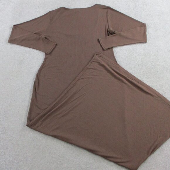 SKIMS Soft Lounge Long Sleeve Slip Dress Womens 4X Cocoa Brown Low Bust Plus NWT - Picture 3 of 8